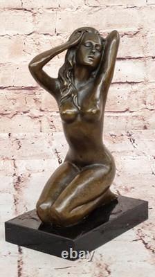 Contemporary Modern Italian Mavchi Signed Bronze Marble Nude Sculpture Art Gift