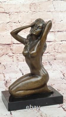 Contemporary Modern Italian Mavchi Signed Bronze Marble Nude Sculpture Art Gift