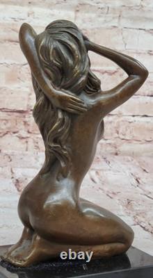 Contemporary Modern Italian Mavchi Signed Bronze Marble Nude Sculpture Art Gift