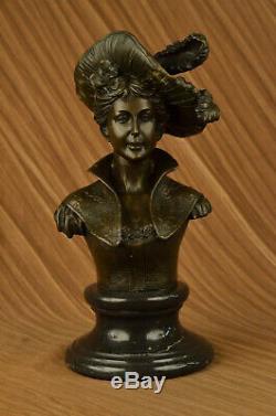 Craft Sale Bronze Sculpture Marble Bust Woman Sexy Large Original Signed