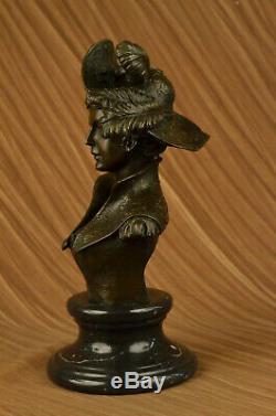 Craft Sale Bronze Sculpture Marble Bust Woman Sexy Large Original Signed