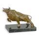 Cubist Bronze Sculpture Of A Bull On Black Marble Signed