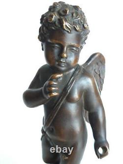 Cupid In Bronze On Socle In Marble, Napoleon Iii, Beautiful Finesse, Unsigned