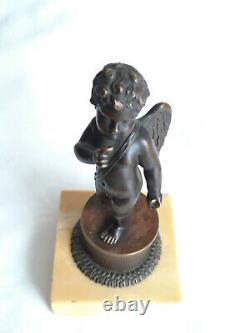 Cupid In Bronze On Socle In Marble, Napoleon Iii, Beautiful Finesse, Unsigned