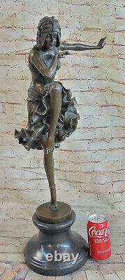 D H Chiparus Egyptian Dancer Signed Bronze Sculpture With Black Marble Foot