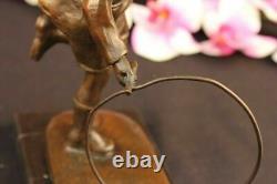 D. H Chiparus Statue of Boy with Loop Made of Bronze on a Marble Base Signed