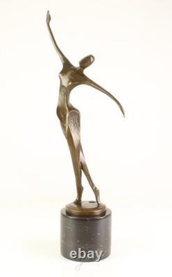 Dancing Sculpture Modern Female in Bronze on Black Marble after Milo