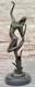 Dark Bronze Decorative Sculpture On Marble Base Nude Dancer Signed Vitaleh