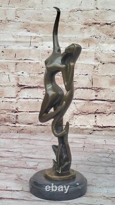 Dark Bronze Decorative Sculpture on Marble Base Nude Dancer Signed Vitaleh