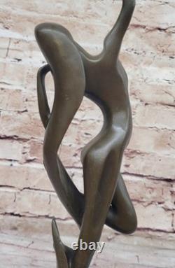 Dark Bronze Decorative Sculpture on Marble Base Nude Dancer Signed Vitaleh