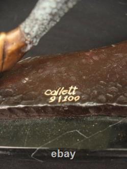 Detailed Art Deco Bronze Statue of a Nude Gymnast on Marble Base