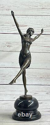 Detailed Work Signed by Chiparus Folly Dancer Bronze Sculpture Marble Figurine