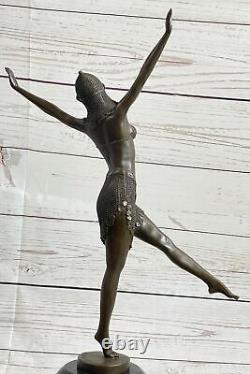 Detailed Work Signed by Chiparus Folly Dancer Bronze Sculpture Marble Figurine