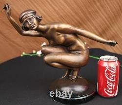 Done Bronze Sculpture Sale Marble Performer Nudist Superb Gory Signed