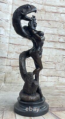 Egyptian Prince Signed Protected by Bronze Serpent Marble Base Figurine