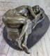 Elegant Bronze And Marble Statue Signed By Milo Nude Girl Sculpture