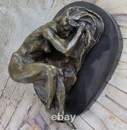 Elegant Bronze and Marble Statue Signed by Milo Nude Girl Sculpture