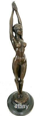 Elegant Erotic Nude Bronze Sculpture Signed Raymondo On Marble Base