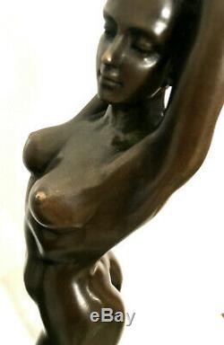 Elegant Erotic Nude Bronze Sculpture Signed Raymondo On Marble Base