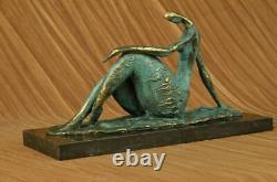 Elegant Original Signed By Milo Bronze Marble Statue Chair Woman Sculpture Sale