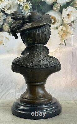 Elegant Original Signed Sculpture By Milo Bronze Marble Base Statue Woman Bust