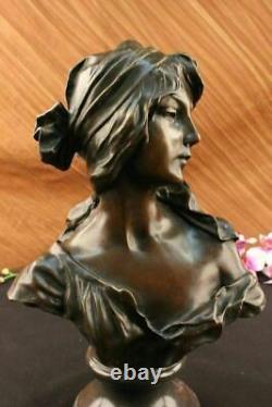 Elegant Original Signed by Milo Bronze Marble Statue Female Nude Bust Sculpture