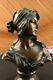 Elegant Original Signed By Milo Bronze Marble Statue Female Nude Bust Sculpture