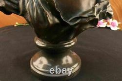 Elegant Original Signed by Milo Bronze Marble Statue Female Nude Bust Sculpture