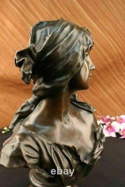 Elegant Original Signed by Milo Bronze Marble Statue Female Nude Bust Sculpture