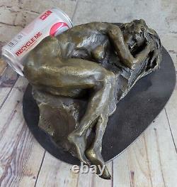 Elegant Signed by Milo Bronze Marble Statue Nude Female Girl Sculpture Figurine