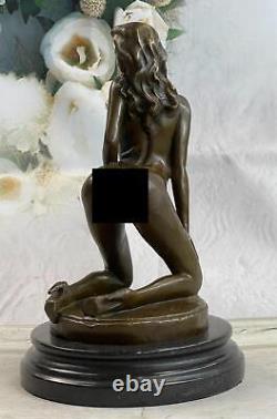 Erotic Bronze Sculpture Chair Art Chair Statue Signed Marble Figurine