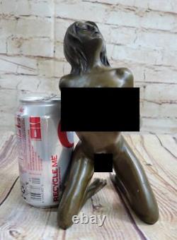 Erotic Bronze Sculpture Chair Art Statue Signed Deco Marble