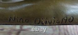 Erotic Bronze Sculpture Chair Art Statue Signed Deco Marble