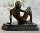 Erotic Bronze Sculpture Chair Art Statue Signed Marble Figurine Decor Gift
