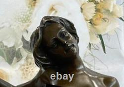 Erotic Bronze Sculpture Chair Art Statue Signed Marble Figurine Decor Gift