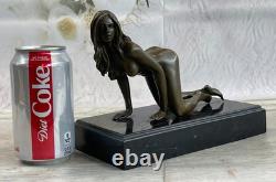 Erotic Bronze Sculpture Nude Signed Art Statue Marble Decor Figurine Figure