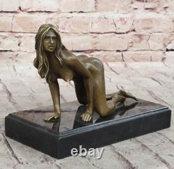 Erotic Bronze Sculpture Nude Signed Art Statue Marble Decor Figurine Figure