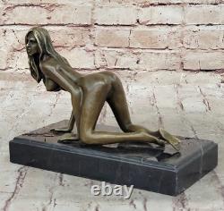 Erotic Bronze Sculpture Nude Signed Art Statue Marble Decor Figurine Figure