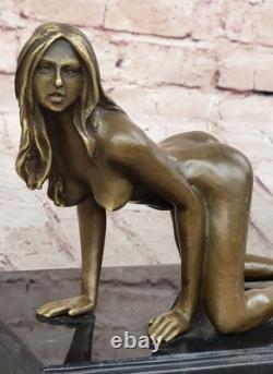 Erotic Bronze Sculpture Nude Signed Art Statue Marble Decor Figurine Figure