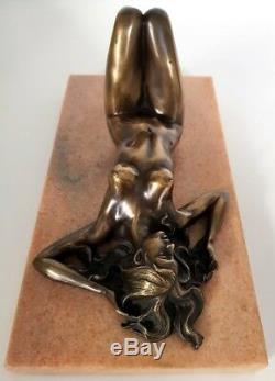 Erotic Nude Bronze Laying On Marble Base, Signature Raymondo