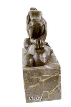 Erotic Sensual Nu Female Woman Signed Bronze Marble Statue Sculpture Sexy D