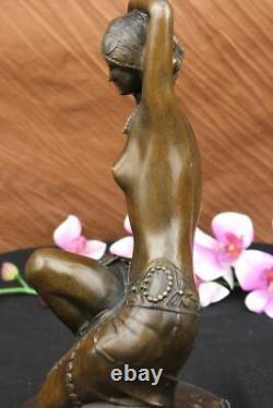 Erotic Sensual Nude Female Signed Bronze Marble Statue Sculpture Sexy D