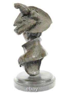 Erotic Sensual Nude Female Woman Bust Signed Bronze Marble Statue Sculpture D