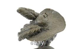Erotic Sensual Nude Female Woman Bust Signed Bronze Marble Statue Sculpture D