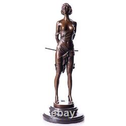 Erotic bronze sculpture of a nude woman on black marble after Bruno Zach