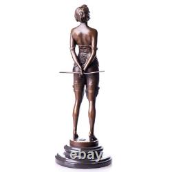 Erotic bronze sculpture of a nude woman on black marble after Bruno Zach