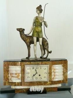 Exceptional And Rare Pendulum Art Decoration Polychrome Bronze Signed Bruno Zack