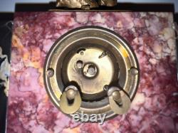 FRATIN/DEP Art Deco Clock in Bronze and Marble. Bear Fight with Dagger Signed