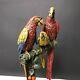 Family Of Perroquets Aras Bronze Polychrome Animalier, Marble, 20th Signed Claude
