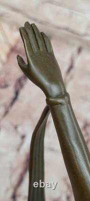 Fayral Bronze Art Deco Statue Sculpture Nude Dancing Girl Signed Marble Base